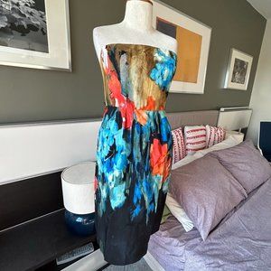 * Moulinette Soeurs Strapless Dress Watercolor Floral Print Summer US 2  - P1687